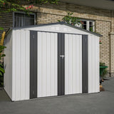 ZNTS 8 x 6 ft Outdoor Storage Shed, All Weather Metal Sheds with 2 Lockable Doors, Tool Shed for Garden, W2505P163543