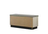 Brett 38.5"W Oak Finish Shoe Cabinet with Sliding Doors, Upholstered Top B061P236761