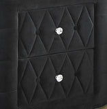 1pc Oval Faux Marble Top Nightstand 2- Drawers Storage Black Finish Button Faux Crystal B011P266092