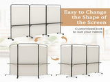 3-Panel Folding Divider with Lockable Wheels and 3 Metal Shelves White 56218480