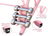 3.5FT Pink Solid Wood Ballet Barre With Adjustable Range Of 31.5-39.5 Inches For Dance Practice W1408P367277