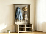 Grey Hall Tree with Shoe Storage Bench Entryway Organizer for Living Room Hall Tree Bench 00742212