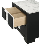 1pc Contemporary Black Finish Nightstand Two Drawers Metal knobs Black White Bedroom Wooden B011P255209