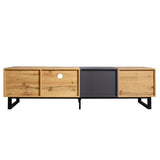 ZNTS Modern TV with 3 Cabinets& Open Shelves, Color-matching Media Console Table for TVs up to 80'', WF319402AAQ