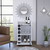 Vegas Bar Cart, Two Tier Cabinet With Glass Door, Six Cubbies For Liquor B128P176147
