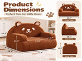 Kids Armchair Toddler Reading Sofa, Full Compression, Teddy Velvet Cute Brown Bear Shape Kids Sofa 13991023