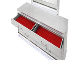Glam Modern 6-Drawer with Crystal Accents, LED Lighting and White Lacquer Finish B009P243212