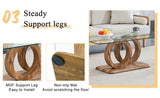 Modern Style Glass Top MDF Coffee Table with Natural Wood Color Base - Suitable for Living Rooms and W3226P279048