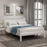 ZNTS Platform Bed Frame with Headboard, Wood Slat Support, No Box Spring Needed,Twin, White 94135601