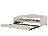 Upholstered Daybed Sofa Bed Twin Size With Trundle Bed and Wood Slat ,Beige 16042144