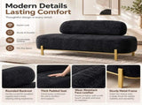 With Backrest, Gold Legs, Chenille Waiting Chair, 140*50*80cm, Black 28082880