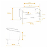 50.78" Modern Loveseat Couch Sofa, Corduroy Fabric Upholstered 2-Seat Sofa, Loveseat with Wooden W3188P280033