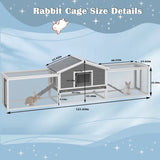 2-Story Large Wooden Rabbit Hutch Pet House with Ramps, Lockable Doors, Run Area and Asphalt Roof W1850P264855