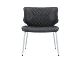 Dark Gray Oil Waxed Leather Dining Chairs with Electroplated Metal Legs, Adjustable Non-Slip Foot W3493P444883