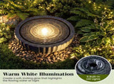 18" Round Sphere Water Fountain with 6 LED Lights Gray Resin Indoor Outdoor Water Feature 48264842