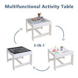 Kids Table and Chair Set, 3 in 1 Wooden Activity Table with Storage Drawer for Toddlers Drawing, 99413075