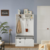 White, Column Coat Rack with Storage Shoe Cabinet 83801402