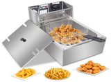 US Standard EH81 Deep Fryer, 110V, 1700W, 11.4QT/10.8L, Silver Stainless Steel, Single Tank, 89352802