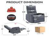 Manual Recliner Chair with Rocker and Swivel in Fabric for Living Room, Grey 73990766