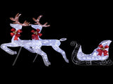 3-Piece Lighted Set of 2 Reindeer & Sleigh, Weather Proof Christmas Outdoor Decorations with Pre-lit 83834966