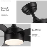 52 inch indoor 5 plywood black ceiling fan with light W1367P146434