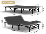 Adjustable Bed Frame with Massage Head & Foot Incline Queen Size Wireless Remote, two types of USB W1038P268076