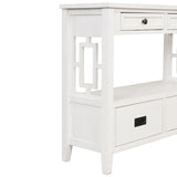 36'' Farmhouse Pine Wood Console Table Entry Sofa Table with 4 Drawers & 1 Storage Shelf for W120246661