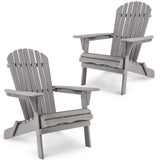 Wood Patio Chair for Garden Outdoor Wooden Folding Adirondack Chair Set of 2 Solid Cedar Wood W139058446