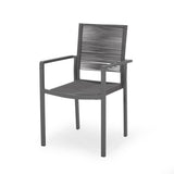 Outdoor Modern Aluminum Dining Chair with Rope Seat , Gray and Dark Gray 70660.00DGRY