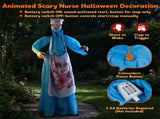 6.1 ft Animated Zombie Nurse Halloween Animatronic, Life Size Standing Scary Nurse Prop with 78822086