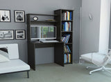 Black Wengue 6-Shelf Writing Desk with Built-in Bookcase B06280294