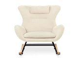 Rocking Chair Nursery, Teddy Upholstered Rocker Glider Chair with High Backrest, Adjustable Headrest W680127248
