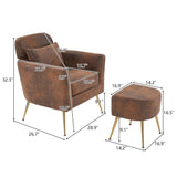 Half Disassembled Single Chair With Gold Feet And Pedals Bronzing Cloth Indoor Leisure Chair Orange 21962356