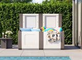 53 Gallon Large Outdoor PP Deck Box Waterproof Storage Box with Lockable Lid & Side Handles-Beige 53661892