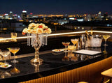 Gold Metal Crystal Wedding Flower Stand 12 Pcs 19.3 Inch Tall Centerpiece Vase Floral Display Rack 02879385