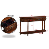 Retro Curved Wood Console Table, 52 inch Circular Half Moon Sofa Table with Open Shelf and 2 W1202P248850