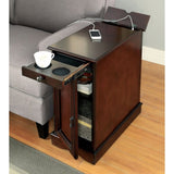 Modern Transitional Design 1pc Side Table/Nightstand Storage Cabinet Cherry Color USB Outlet B011P191196
