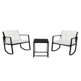 ZNTS Single 2pcs Coffee Table 1pc Exposed Rocking Chair Three-Piece Set Black 86452493