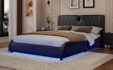 Queen Size Luxurious Faux Leather Upholstered Platform Bed with Thickened Headboard, Bluetooth N701P241047B
