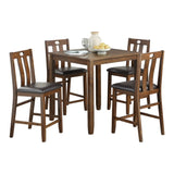Brown Finish 5pc Counter Height Set Dining Table and 4 Chairs Upholstered Seat Wooden Kitchen Dining B011P170894