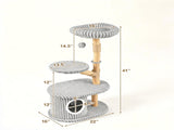41 Inch Solid Pear Wood Tree Tower Multi-Level Vertical Playground with Plush Top Perch Private 51527503