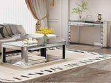 Baked curved mirror Coffee Table for Living Room, Modern Glass Coffee Table with Glass Top, W3836P361731