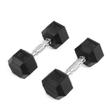 12LB 1-PairHDRS Rubber Coated Solid Cast Iron Dumbbell with Contoured Chrome Handle, 21894673