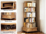 6 Tier Rotating Bookshelf, 360&deg Display Round Spinning Bookshelf with Wheels and Drawer, W3204P309484