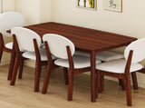 Rubberwood Dining Table Set, 1 Rectangular Table 4 Upholstered Chairs 1 Bench, Dark Walnut 33779655