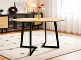 35.43 Inch Half Split Round Dining Table for 4-5 People, Industrial V-Shaped Bend Metal Legs Space 71727497