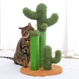 ZNTS Cat Scratching Post Cactus Cat Scratcher Featuring with 3 Scratching Poles and Interactive Dangling 56580340