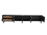 Rattan TV Stand with 3 Cabinets & 2 Drawers, Rattan-inspired Media Console Table for TVs up to 80'', N710P206015B
