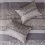 7 Piece Jacquard Comforter Set Grey/Taupe Queen B03596938