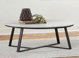 White Faux Marble and Matte Black Coffee Table B062P145515